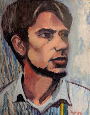 Stephen
2026
acrylic on canvas
14 x 11 in. (36 x 28 cm.)
private collection, Georgia
Keywords: portrait;male