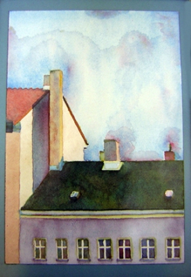 Formerly across the street
2005
watercolor
21 x 29.7 cm. 
private collection, Berlin

